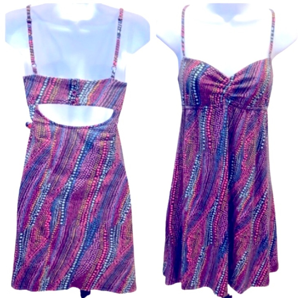 HURLEY SUNDRESS•MULTI COLOR DOTS•CUTOUT IN BACK•sz M (junior)